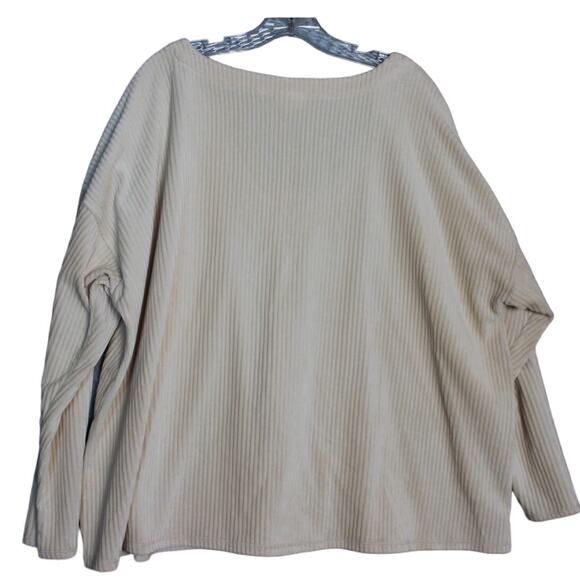 J. Jill Women's Plush Knit Cord Top Cream V Neck Relaxed Fit Stretch Size 3x - Picture 2 of 8